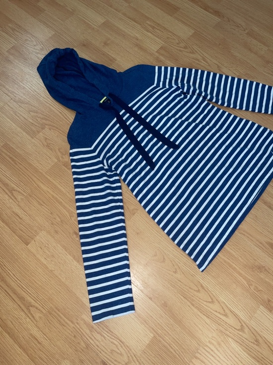 Nautica Blue w/ White Striped Pullover Cotton Hoodie Size Medium - Picture 4 of 10